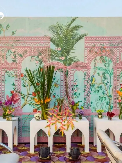 This stunning hand-painted tropical mural served as the centerpiece for a vibrant Moroccan-themed event. It showcases my passion for creating immersive, bespoke backdrops that transport you and your guests to another world.