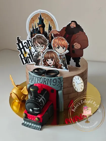 All aboard the Hogwarts Express! This magical cake brings the world of Harry Potter to life, featuring Platform 9¾, the iconic train, and beloved characters. It's the perfect centerpiece for any Potterhead's celebration.