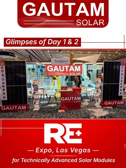 We represent Indian manufacturing on the global stage. This is a view of our booth at the RE+ Expo in Las Vegas, where we showcased our technically advanced solar modules to an international audience of industry leaders and innovators.