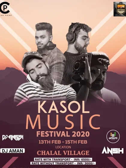 This is the flyer for the Kasol Music Festival 2020, where I was part of the main artist lineup. I am available for travel across India for music festivals and special events.