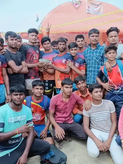 The entire team together after winning the 1st place prize at the Etah District tournament.