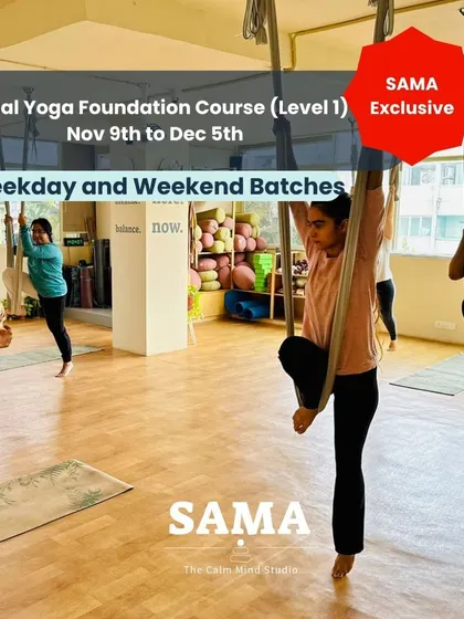 My Aerial Yoga Foundation Course is the perfect starting point. I offer both weekday and weekend batches to fit your schedule. This course is designed to take you from the ground to the air with confidence, teaching you the fundamentals in a supportive, small-group setting.
