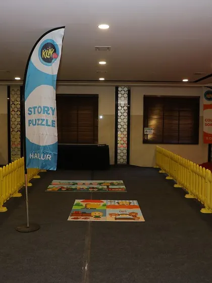 A view of the "Story Puzzle" activity zone at the Klay "Get Set Go" event.
