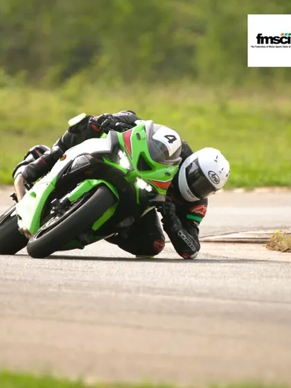 This is what it's all about. Our instructors will teach you the techniques to get your knee, and even your elbow, down on the tarmac safely. This is pure riding joy at the Madras International Circuit.