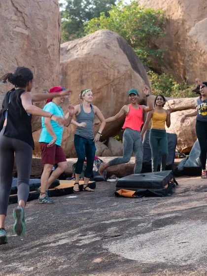 A spontaneous dance party breaks out at the boulders. We don't take ourselves too seriously and always make time for fun and laughter.