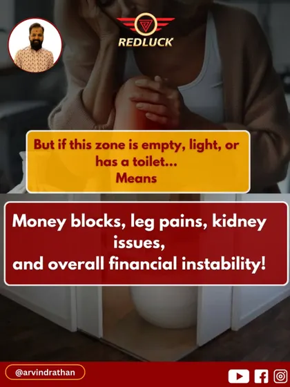 If the South-West zone is empty, light, or has a toilet, it can cause money blocks, leg pains, and overall financial instability.