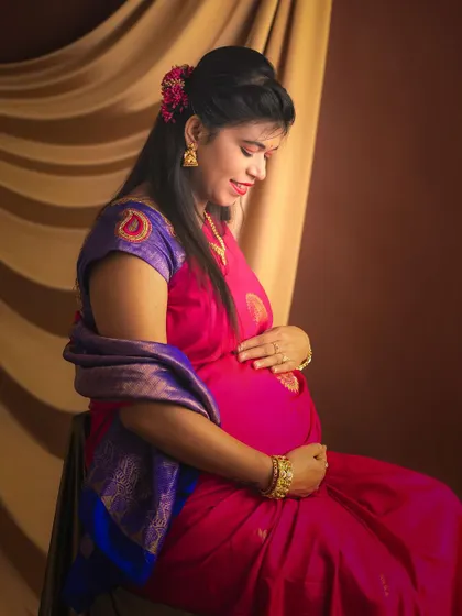 I believe in celebrating the elegance of motherhood. This maternity portrait, styled with a beautiful traditional saree, captures the grace and anticipation of this incredible journey.