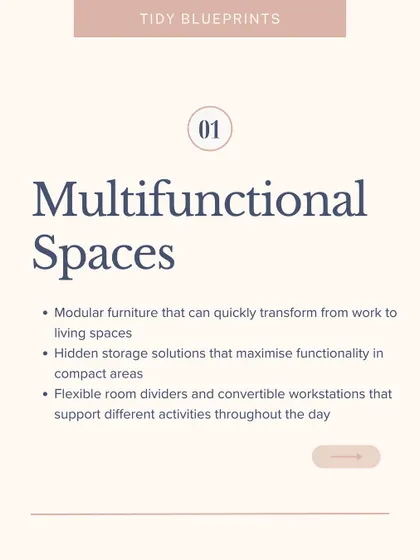 A key trend for 2025 is multifunctional spaces, using modular furniture and hidden storage to maximize functionality in compact areas.