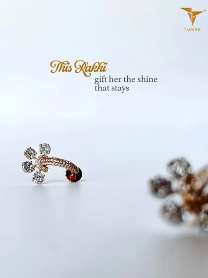 Make this Rakhi special for the one who always stands beside you. These delicate diamond floral studs are a shine that will always stay with her smile.