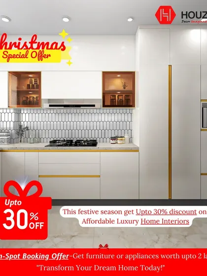 This festive season, we made luxury home interiors more accessible with a special Christmas offer. This graphic details our 30% discount and on-spot booking benefits, like complimentary furniture or appliances.