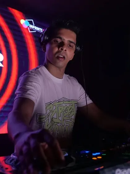 In the zone with the VJ visuals creating a vortex of light behind me.