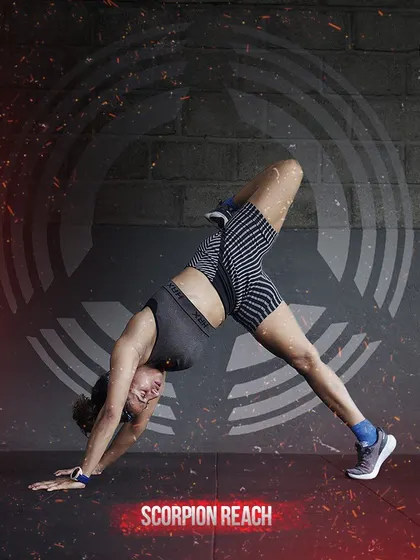 The Scorpion Reach is a dynamic stretch that improves thoracic spine mobility and hip flexibility.