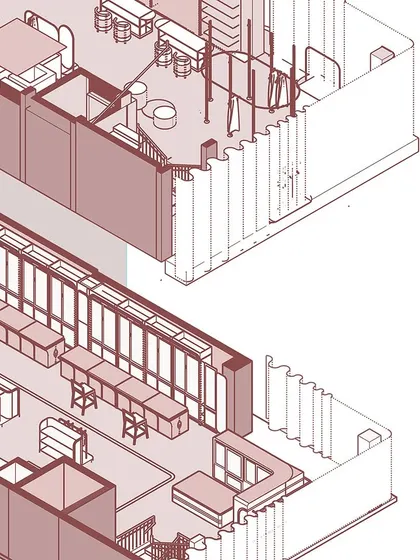 A detailed drawing of the first and second floors of the Nalli store, showcasing the layout designed for an enhanced customer experience.