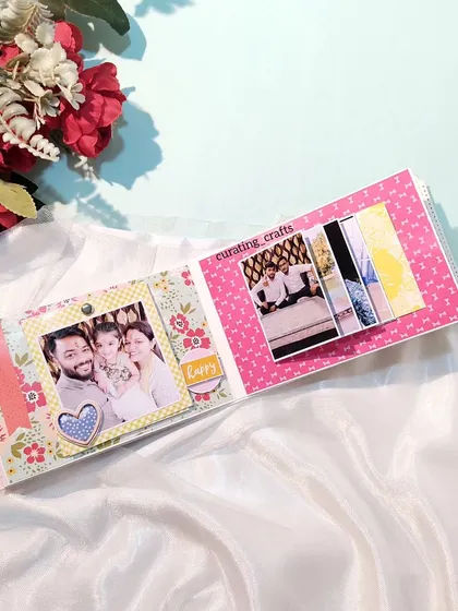 A page with a photo waterfall from the birthday mini scrapbook.