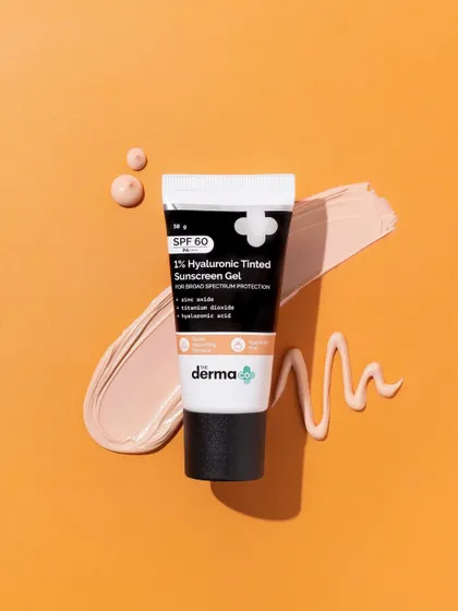 A variation of the texture flatlay, this time with the product standing upright. The combination of the tube, a perfect smear, and a few drops gives the customer a complete picture of the product's consistency and color.
