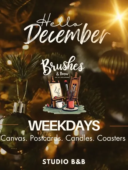 "Hello December." A festive announcement for our weekday workshops at Studio B&B.