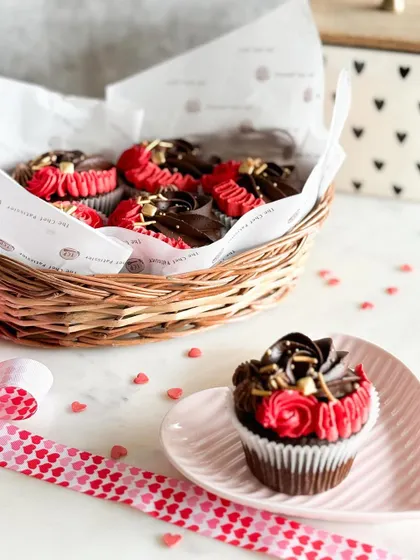 What better way to celebrate love than with decadent desserts? Our Valentine's Day specials, like these dark chocolate floral cupcakes, are designed to wow your sweetheart.