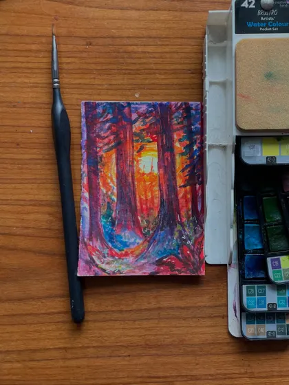 The best part of being an artist is creating a world from my imagination. This vibrant, imaginary forest is a place I can get lost in for as long as I want.