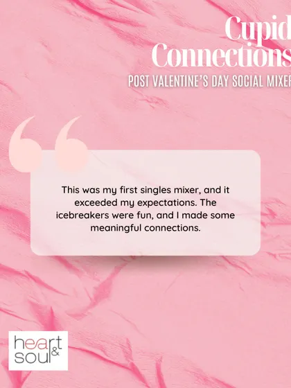 "This was my first singles mixer, and it exceeded my expectations." It's always wonderful to provide a positive first experience for those new to these events.