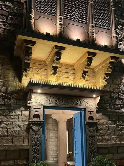 A closer look at the incredible detail on a Jodhpur building, from the carved stone brackets to the classic blue door. This level of craftsmanship is a huge inspiration, reminding me to appreciate the small details that make a design special.