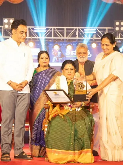 Our founder receiving the Shivaratri Utsava Award at an event in Malleshwaram, Bengaluru. We are grateful for the local recognition of our efforts to promote traditional arts within our community.