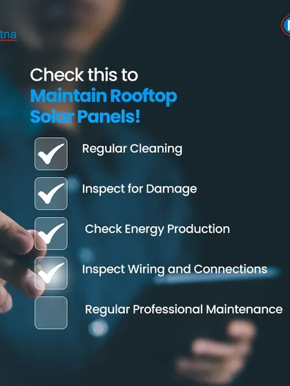 To maximize your solar investment, we follow a detailed maintenance checklist. This includes regular cleaning, damage inspections, energy production analysis, and professional checks of all wiring and connections to keep your system in top condition.