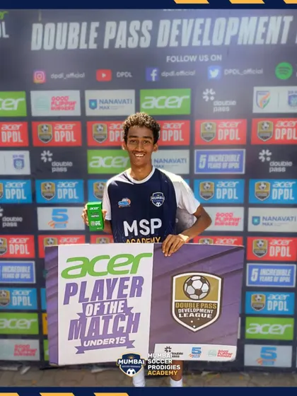 A Player of the Match award for a U15 player after a 3-0 win.