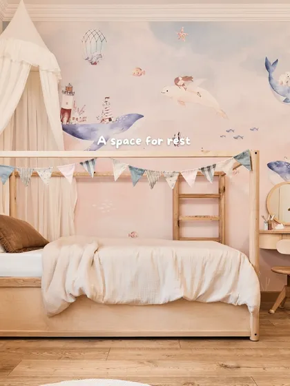 The flip bed from Inlila World creates a beautiful space for rest. It can be used at a low height for toddlers and raised as they grow, making it a long-lasting investment.