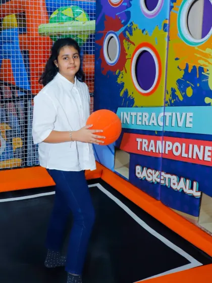 Ready for a game of trampoline basketball. This interactive zone combines the fun of bouncing with the skill of shooting hoops.
