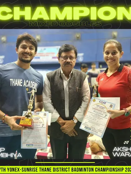 Deep Rambhiya and Akshaya Warang, our Mixed Doubles champions at the Thane District Championship.