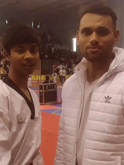 With my student Varun Das after his silver medal win at the Maharana Pratap National Championship.