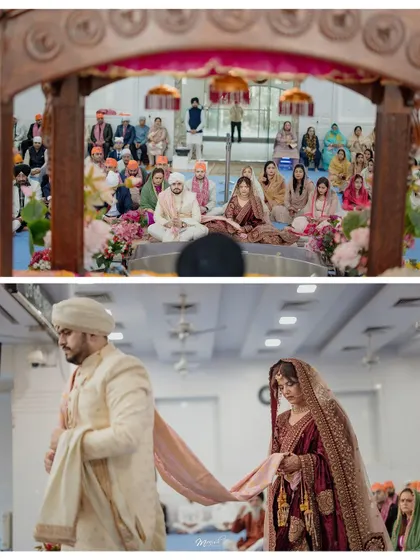 The sacred Laavan Pheras of the Anand Karaj ceremony, a beautiful and symbolic ritual of the couple's spiritual union.