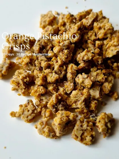 Orange Pistachio Crisps, a unique and flavorful crunch element for your cakes.