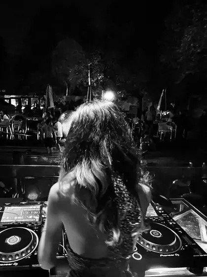A black and white shot from Aqua the Pool Party on Friendship's Day. The atmosphere by the pool at night is always special.