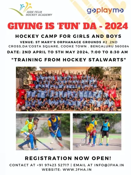 The official flyer for our 2024 'Giving is Fun'da' Hockey Camp. We have a long tradition of successful summer camps.