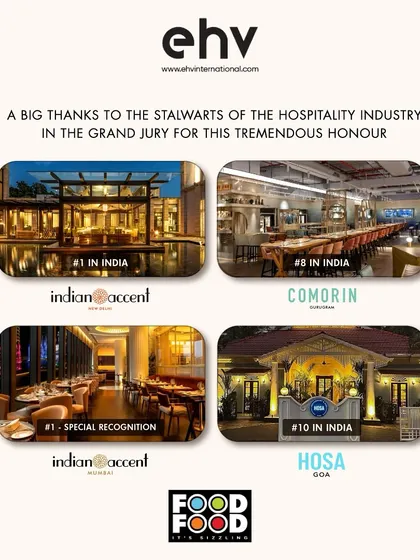 We are so honoured that four of our group's restaurants, including Comorin, were recognized at the FoodFood Awards.