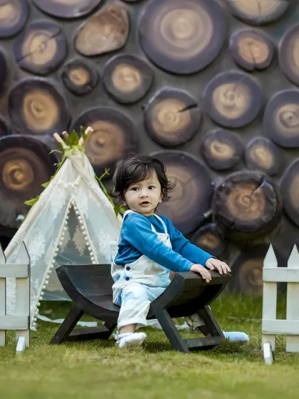 Another angle of our popular boho camp setup, showing how we create a complete and immersive scene for your child's photoshoot.