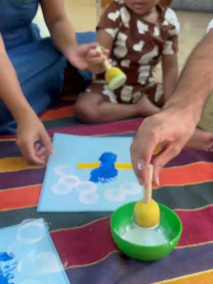 Using tools like sponge dabbers helps toddlers practice their grip and control, which are important pre-writing skills. It's a fun way to paint without the pressure of holding a brush.