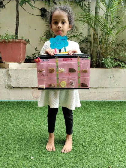 This student created a wearable project to demonstrate her understanding of the different tastes. We encourage creativity in how children present their learning.