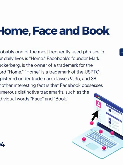 A fascinating fact: Facebook's founder owns a trademark for the common word "Home" and even for the individual words "Face" and "Book" in specific contexts.