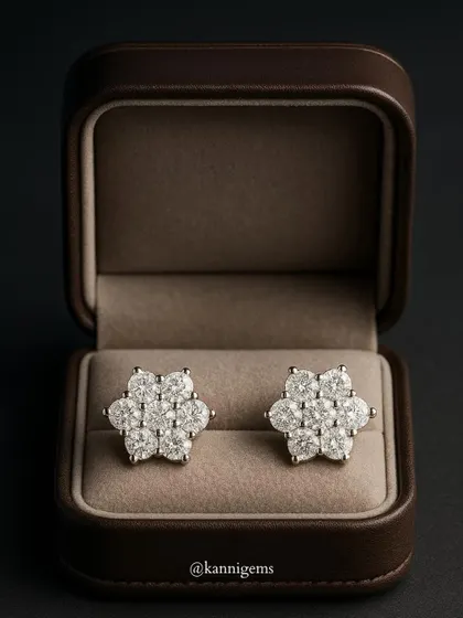 Unveil the timeless beauty of these floral diamond stud earrings. Designed with precision and crafted to perfection in my Mumbai studio, they are a reflection of sophistication and grace, perfect for adding sparkle to your everyday.
