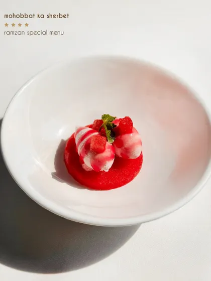 Our Ramzan menu features timeless flavours with an inventive spin, like this Mohobbat ka Sherbet, a diner favourite that made a comeback.