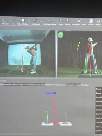 A closer look at the data from our 3D force plates. This screen shows a detailed breakdown of a player's ground interaction, including force vectors and center of pressure. This information is critical for optimizing power and stability.