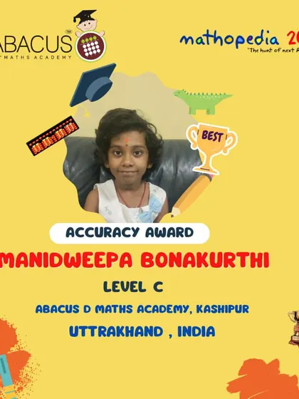 Manidweepa Bonakurthi from Kashipur, Uttrakhand, recognized for her accuracy.