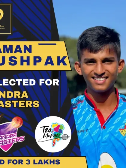 Naman Pushpak joins the Bandra Blasters after being sold for 3 Lakhs in the T20 Mumbai league.