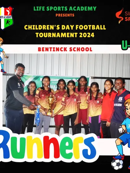 The U-15 runners-up with their trophy. We are proud to support tournaments that give young girls a platform to compete and showcase their football talents.