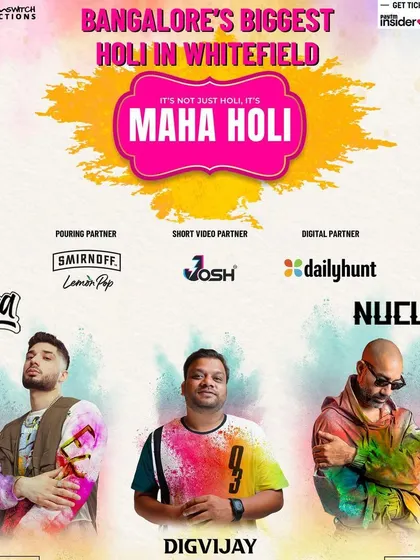 The flyer for Bangalore's Biggest Holi in Whitefield, where I'll be sharing the stage with Nucleya and Krsna.