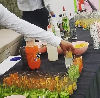 Our bartenders preparing a lineup of refreshing mocktails for a corporate event.
