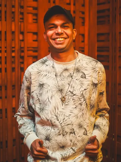 A happy and casual portrait shot. This is my everyday vibe, always ready to smile and have a good time.