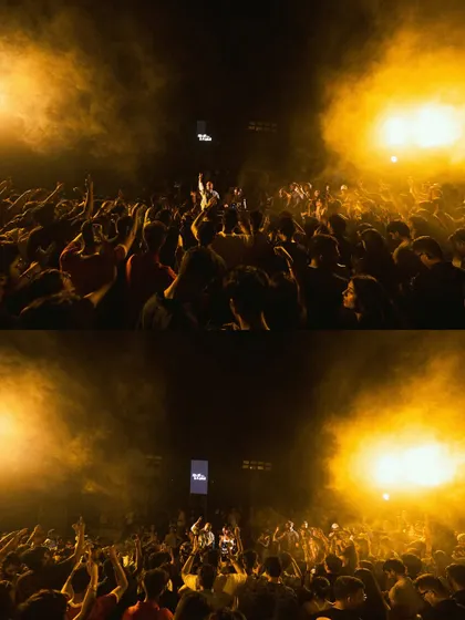 The crowd bathed in golden light. The production for this Delhi show was all about creating a warm, immersive, and powerful visual experience.